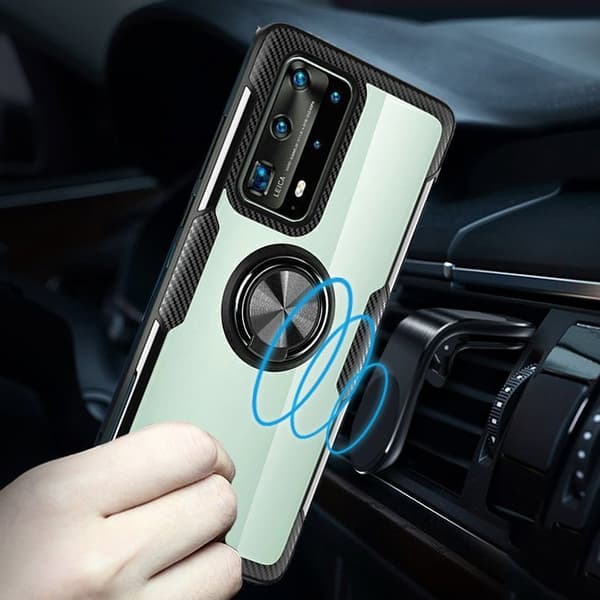 Huawei P40 Pro Gennemsigtig Ring Cover, Sort