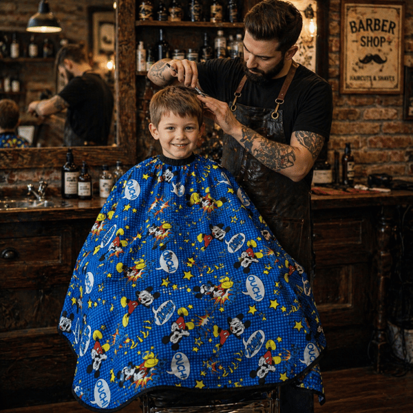 Børnefrisørkappe til barbersalon, 100x140 cm