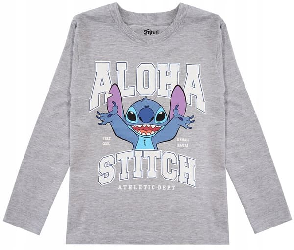 Stitch langærmet bomuldsbluse til drenge grå 98