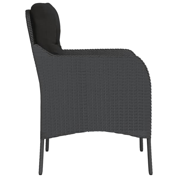 vidaXL havestole med hynder, sæt med 2, sort, polyrattan