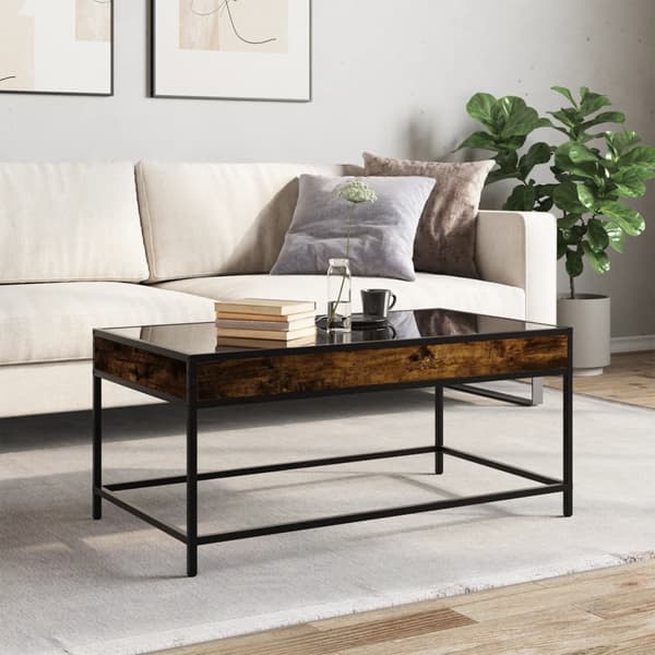 vidaXL Infinity sofabord med LED røget eg 90x50x41 cm