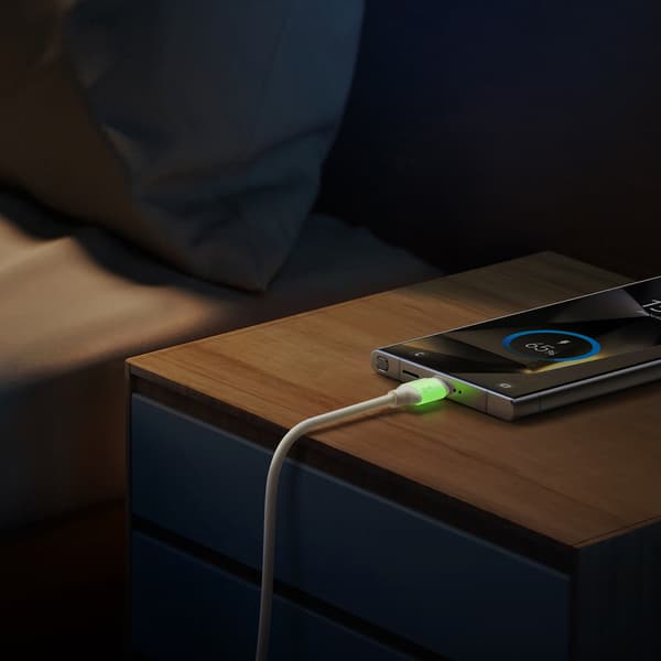 USB-A - USB-C-kabel med fluorescerande spets 3A 2m - beige