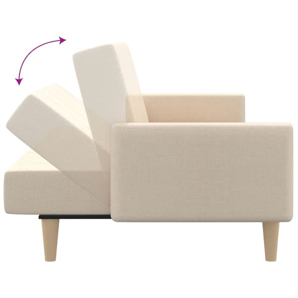 vidaXL 2-sits bäddsoffa, krämfärgad, klädd i tyg