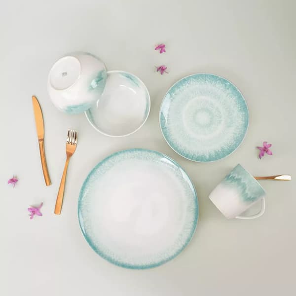 DUKA SOLVIND mugg 400 ml turkos och vit
