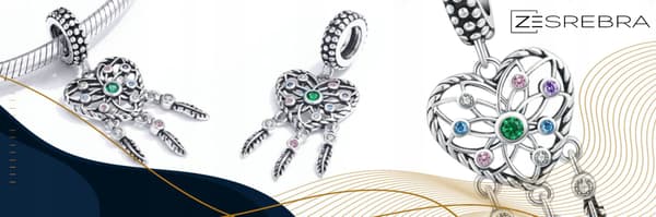 Charms Hjerte drømmefanger sølv pr 925 perle perler hjerte zirkoner