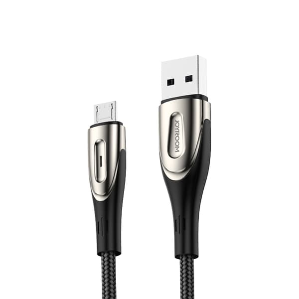 USB-A - microUSB 3A kabel med opladningsindikator, 2m sort