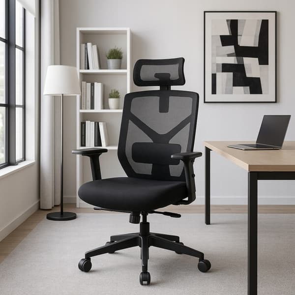 BENTO Sort Moderne Ergonomisk Drejelig Kontorstol