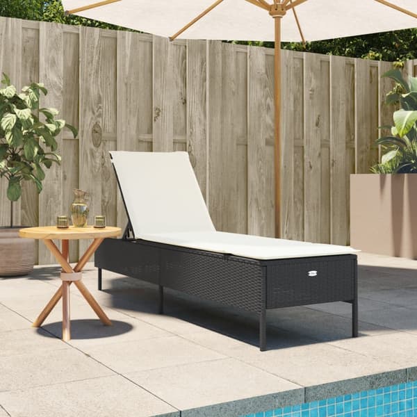 vidaXL liggestol med hynde, sort, polyrattan