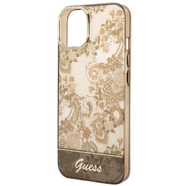 Guess Porcelain Collection cover til iPhone 14 Plus, okker