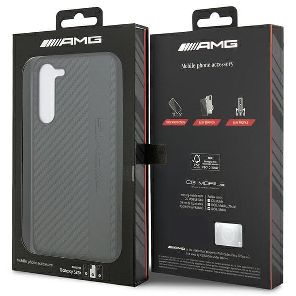 AMG Carbon Stripe&Embossed cover til Galaxy S23+, sort