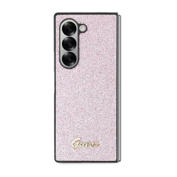 Guess 4G Glitter Script-skal till Galaxy Z Fold6, Rosa