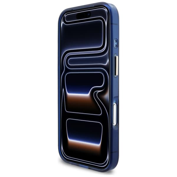 Guess IML Script Metal MagSafe-etui til iPhone 17 Pro Max i blåt