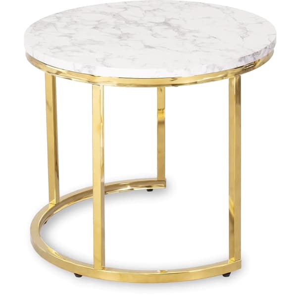 OLIS Soffbordsset 43 cm/53 cm vitguldmarmor glamoröst vardagsrum
