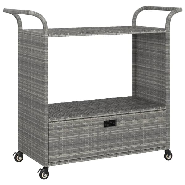 vidaXL Baarikärry laatikolla, harmaa, 100x45x97 cm, polyrottinki