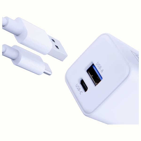 3MK Hyper GaN-laddare 20W 1xUSB-A 1xUSB-C PD QC4+, vit