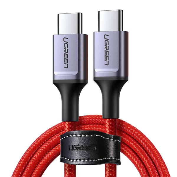 Flettet kabel USB-C - USB-C 2.0 3A rød