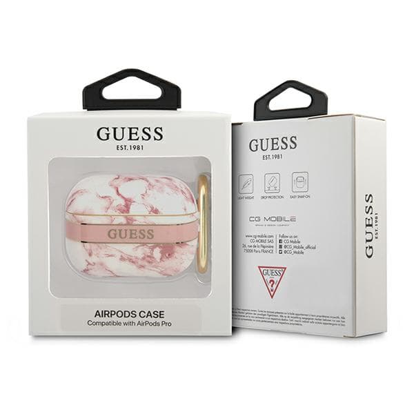 Guess Marble Strap Collection-etui til AirPods Pro, lyserød