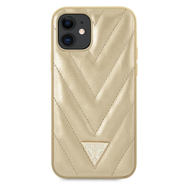 Guess V-Quilted Collection cover til iPhone 12 mini, guld