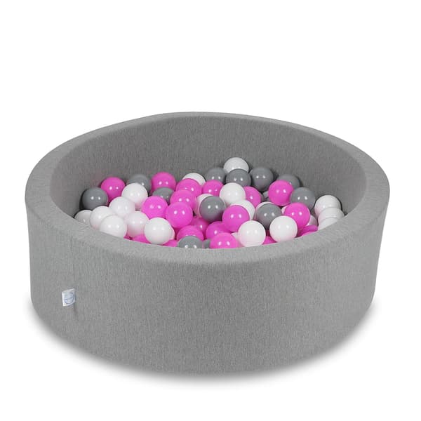 Torr pool 90x30cm grå med 200 bollar: vit, grå, rosa