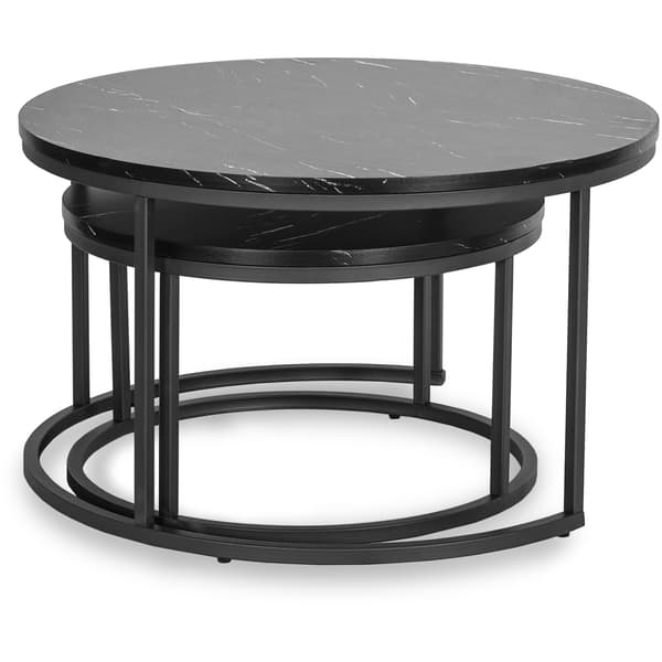 MAURO MAX sofabordsæt 60 cm/80 cm sort marmor moderne glamour