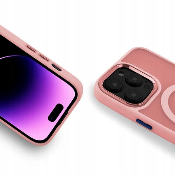 Etui til iPhone 16 FORSTÆRKET til MAGSAFE CLEAR CASE SLIM PINK + Glas