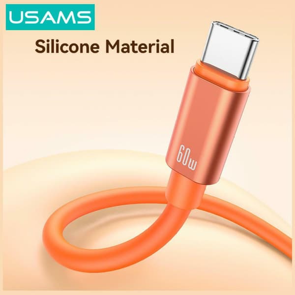 USAMS U97 60W USB-C til USB-C håndremkabel 30cm orange