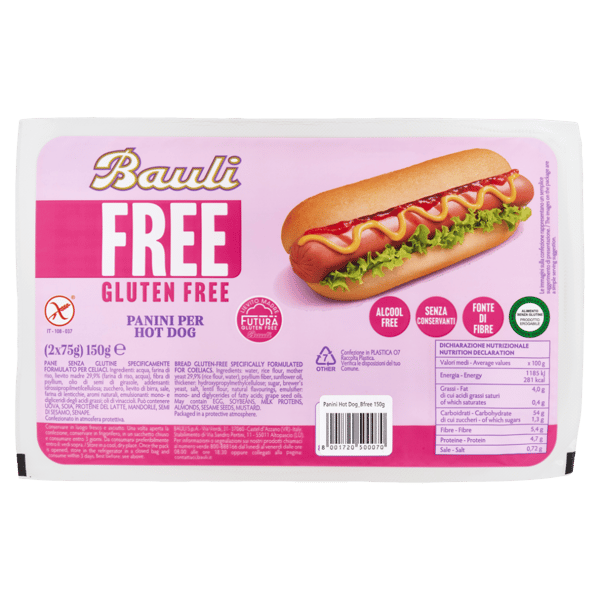 Glutenfria varmkorv 2x75g - Bauli
