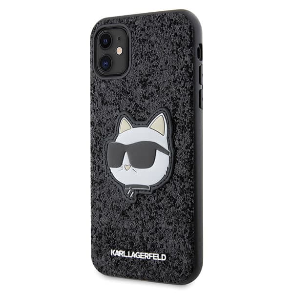 Karl Lagerfeld Glitter Choupette Patch-etui til iPhone 11 / Xr, sort