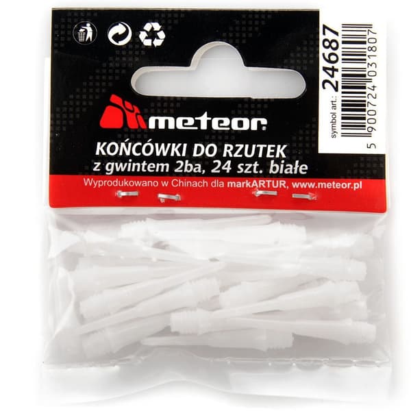 Meteor Dartspetsar 24 bitar vita plast