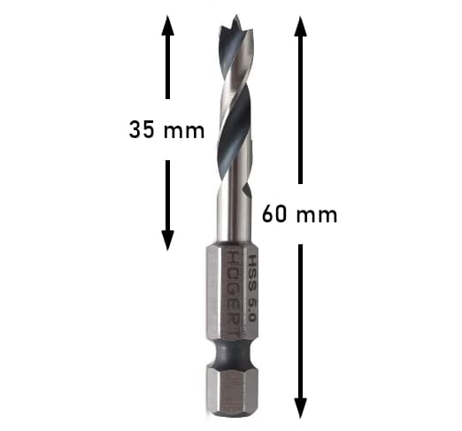 Træbor med sekskantet skaft HEX 1/4" 5 mm