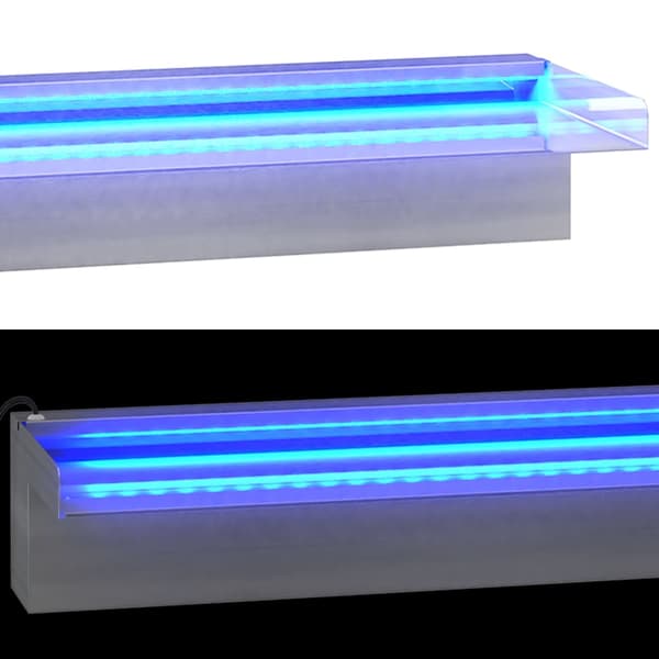 vidaXL vandfaldstud med RGB LED rustfrit stål 90 cm