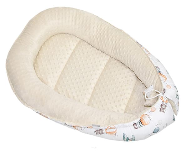 Babysjal dubbelsidig minky (beige + räv på planet)