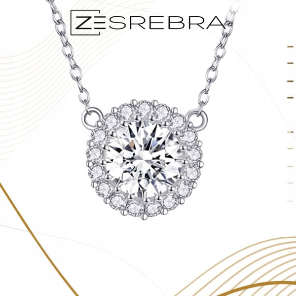 Sølvkæde pr 925 med store cubic zircons klassisk krystal sølv cubic zircons