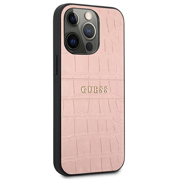 Guess Croco Strap Collection-etui til iPhone 13 Pro / 13, lyserød