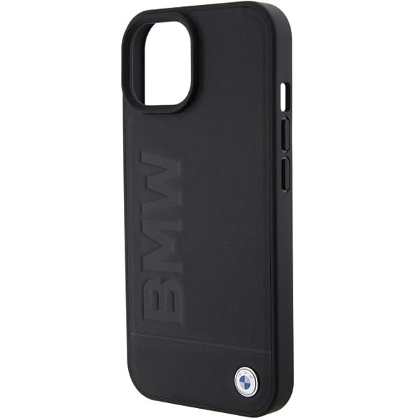 BMW Læderetui med Hot Stamp til iPhone 15, Sort