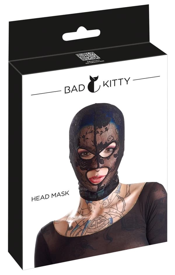 Bad Kitty blondemaske med sorte huller til øjne og mund