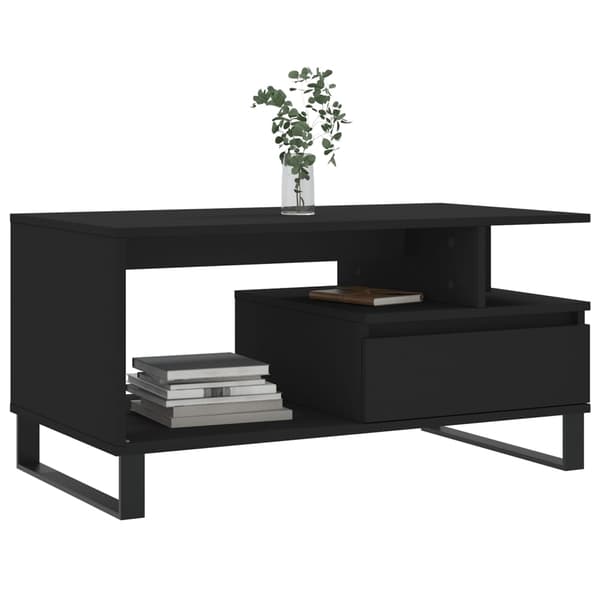 vidaXL sofabord, sort 90x49x45 cm, træbaseret materiale