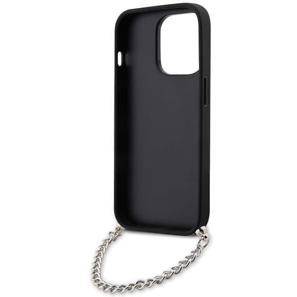 Karl Lagerfeld Saffiano Monogram Chain-etui til iPhone 14 Pro, sølv