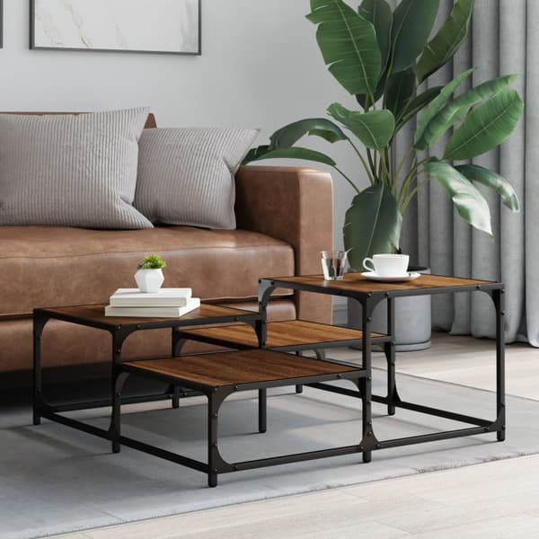 vidaXL sofabord brunt egetræ 87,5x87,5x40 cm