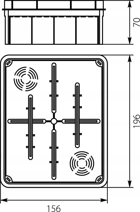 Infälld låda Pp/t 8 156x196x68,5 med lock