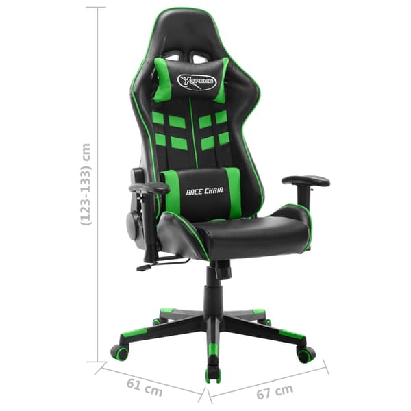 vidaXL gamingstol, sort og grøn, kunstlæder