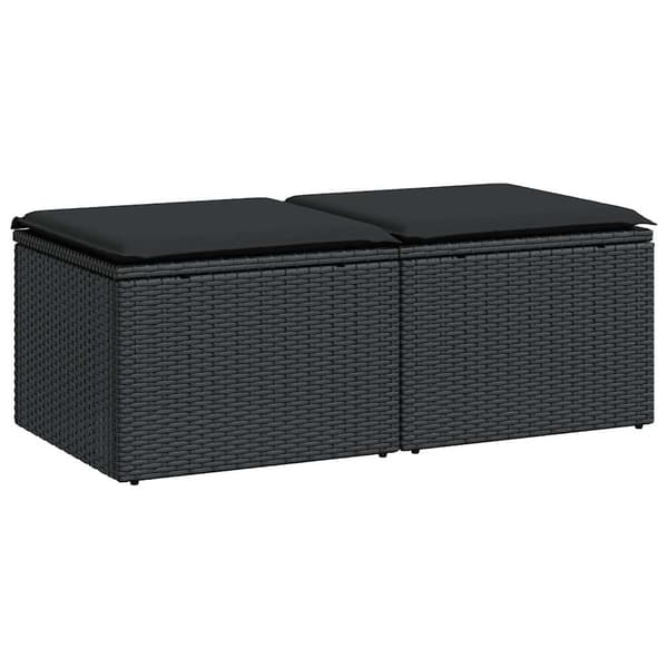 vidaXL 2-delt sofasæt med hynder, sort, polyrattan og akacie