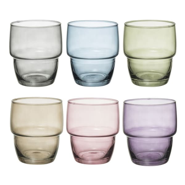 Sæt med 6 farverige glas 280 ml