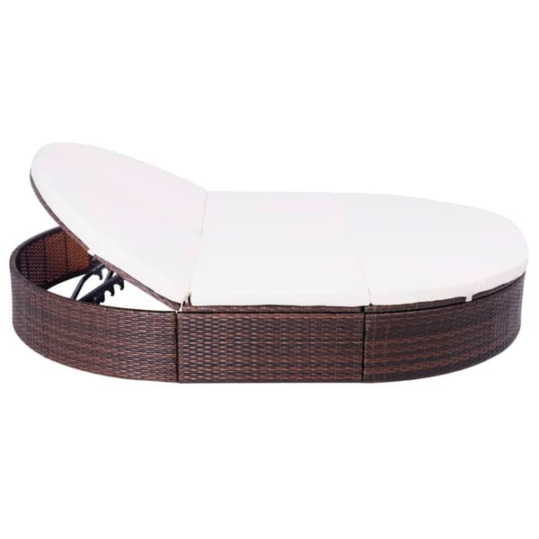 vidaXL havebed med hynde, polyrattan, brun