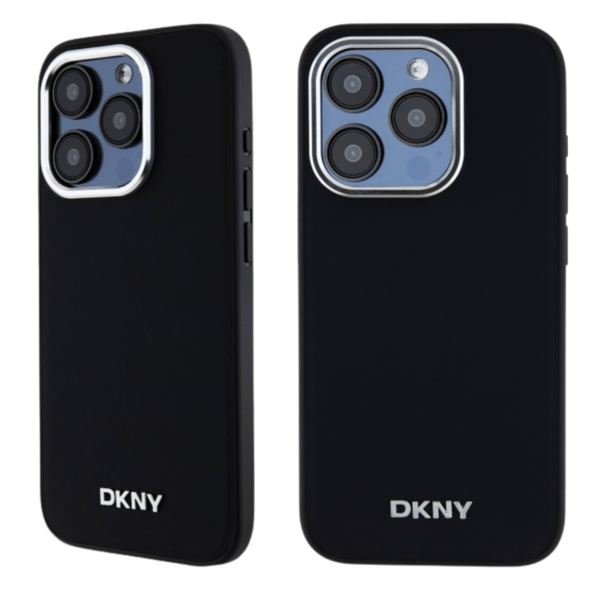 DKNY Plain Logo MagSafe -kotelo iPhone 14 Prolle, musta