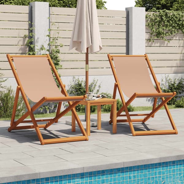 vidaXL foldbar strandstol, taupe, eukalyptustræ og stof