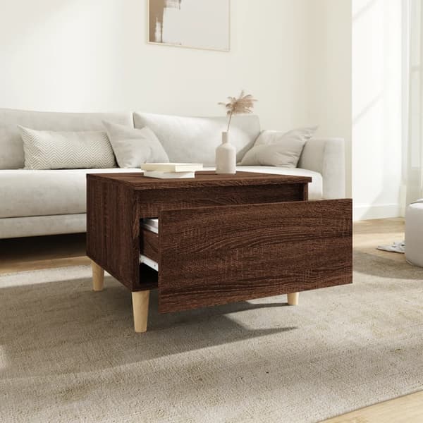 vidaXL sidebord brunt egetræ 50x46x35cm træbaseret materiale