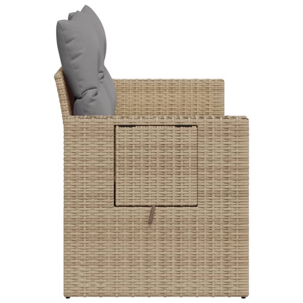 vidaXL Trädgårdssoffa med kuddar, 2-sits, beige, polyrotting
