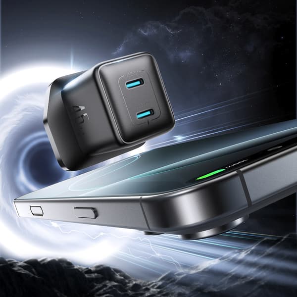 45W UK USB-C vægoplader - Sort