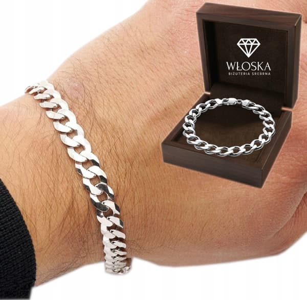Sølv herre diamantarmbånd 5mm/20cm 925 sølv bryst